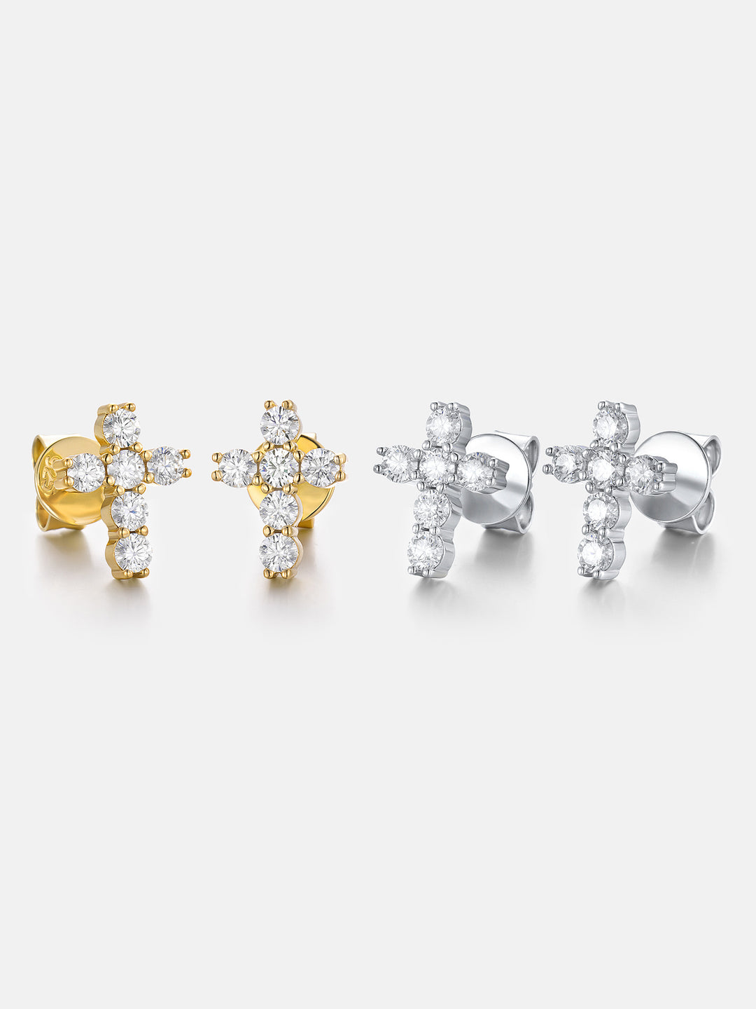 Micro Cross Moissanite Stud Earring