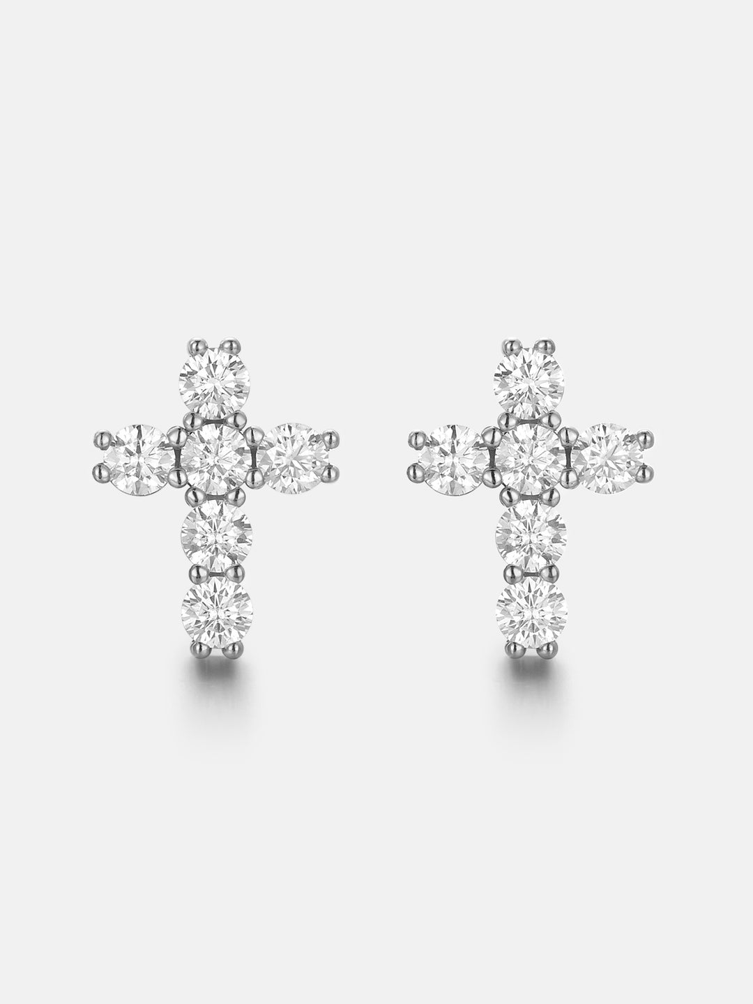 Micro Cross Moissanite Stud Earring