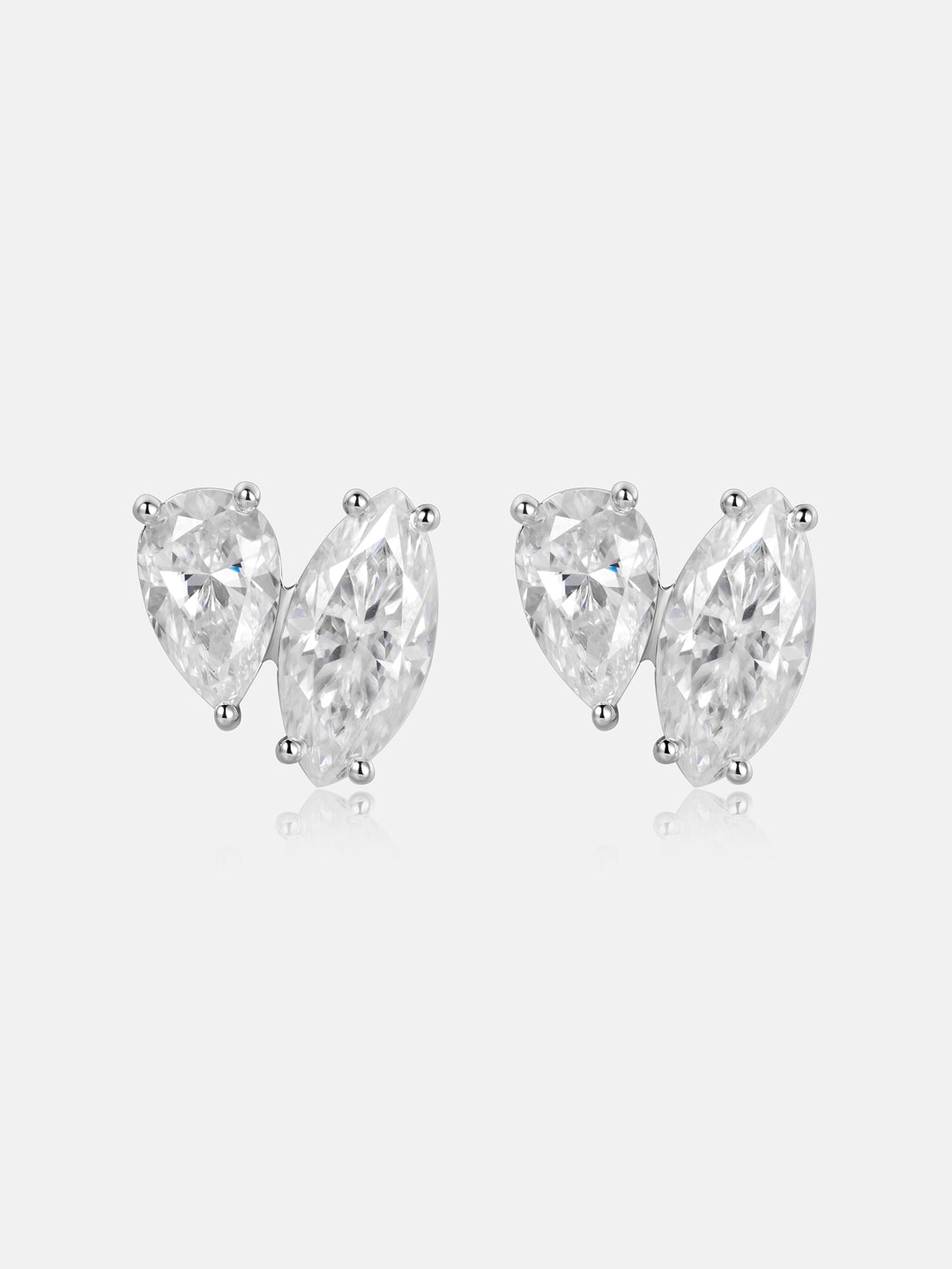 Mixed-Cut Duo Moissanite Stud Earrings-5.0ct Total