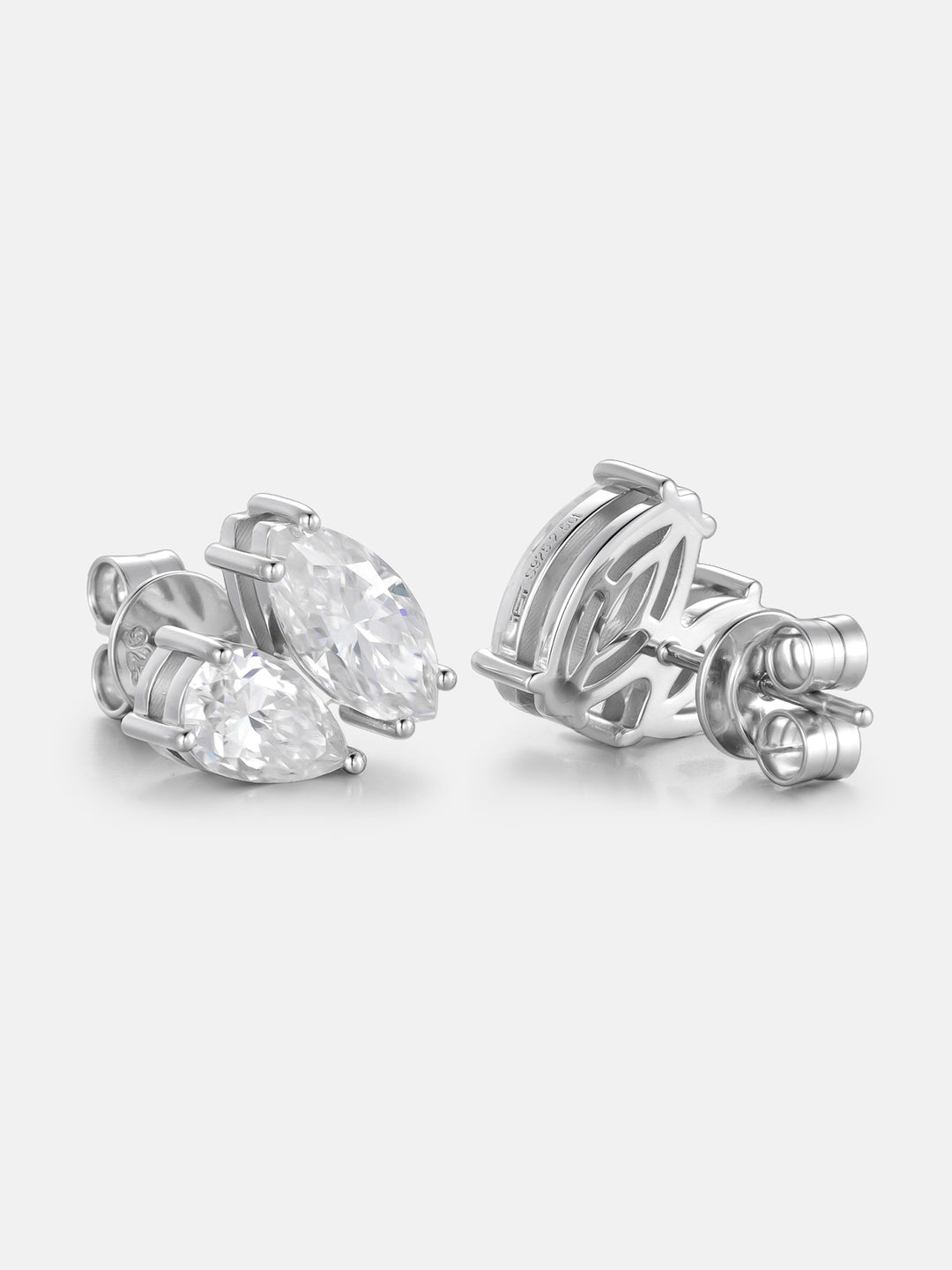Mixed-Cut Duo Moissanite Stud Earrings-5.0ct Total