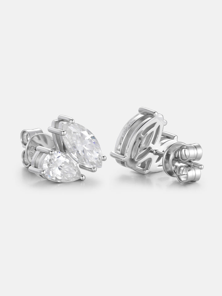 Mixed-Cut Duo Moissanite Stud Earrings-5.0ct Total