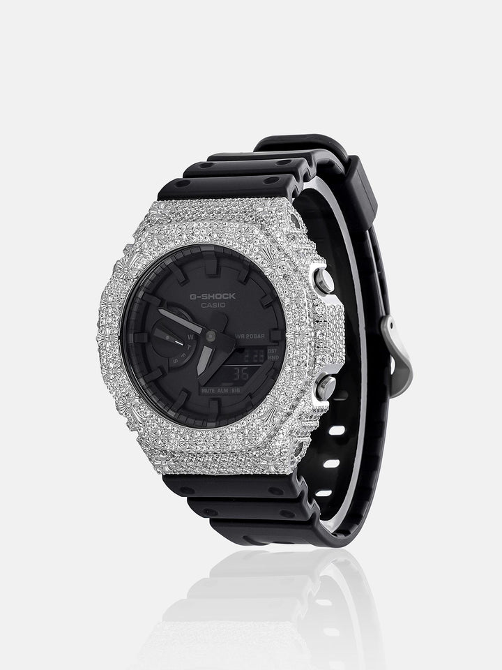 Mixed Cross Iced Moissanite Case For GA-2100 Watch