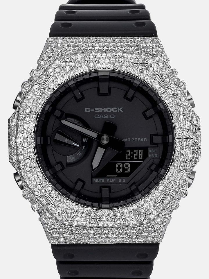 Mixed Cross Iced Moissanite Case For GA-2100 Watch