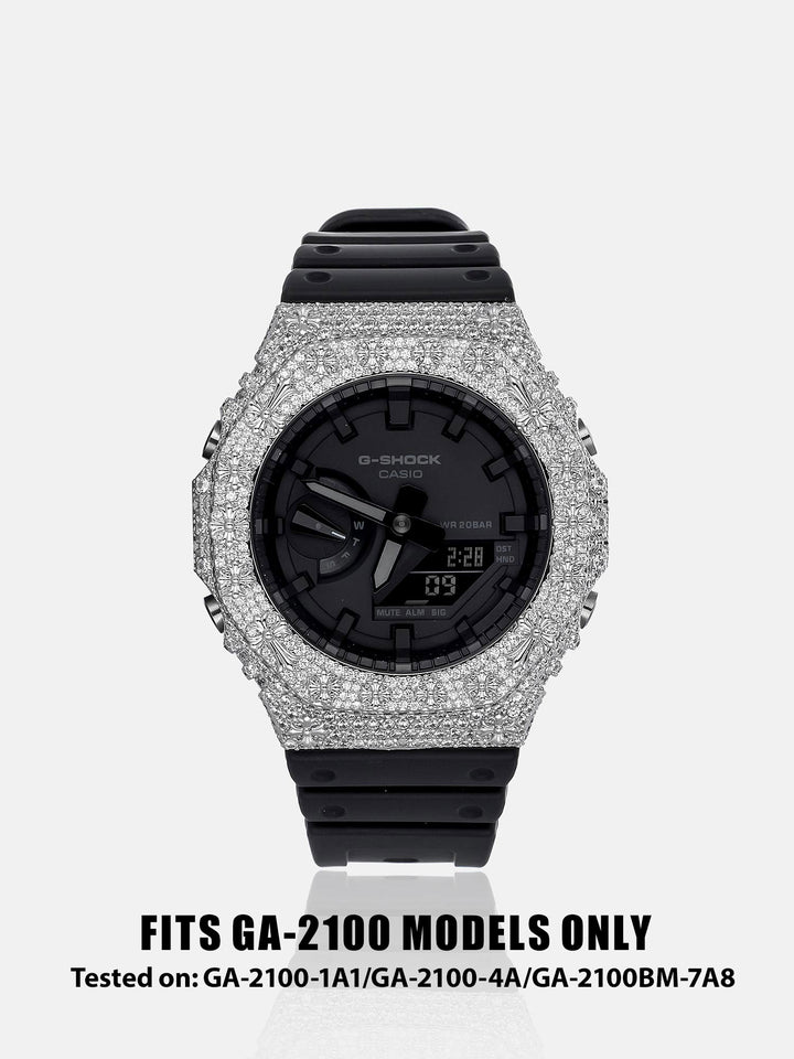 Mixed Cross Iced Moissanite Case For GA-2100 Watch