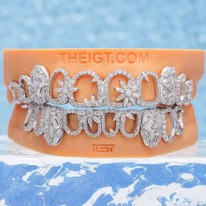 Mixed Cut Open Face Flower Moissanite Grillz