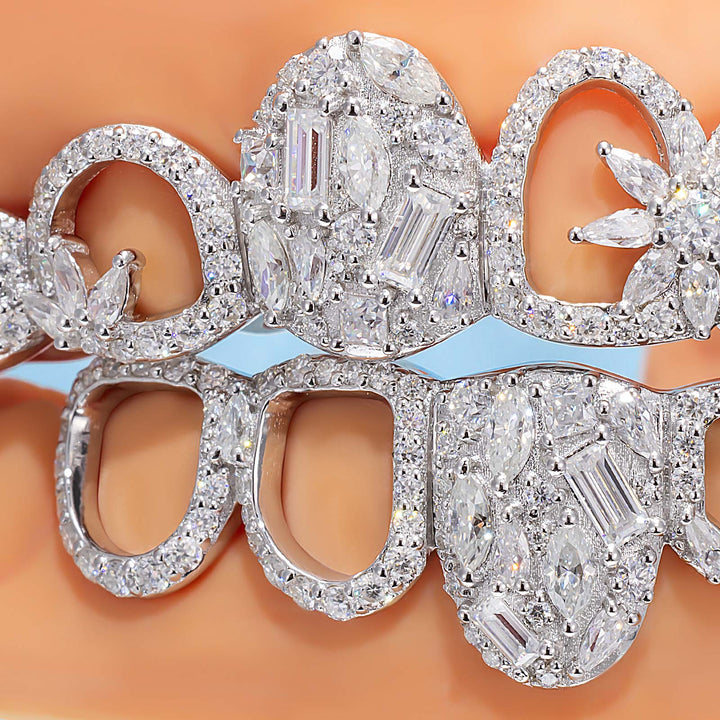 Mixed Cut Open Face Flower Moissanite Grillz