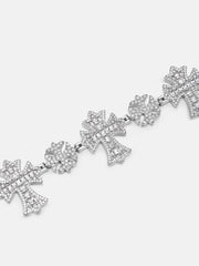 Mixed Size Moissanite Catholic Cross Bracelet