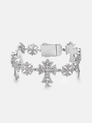 Mixed Size Moissanite Catholic Cross Bracelet