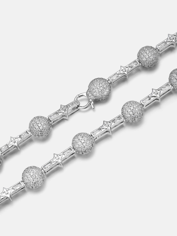 10mm Moissanite Baguette Four Leaf Clover Ball Chain