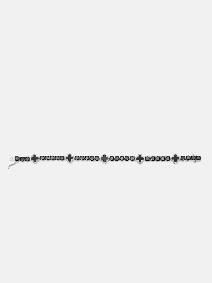 Moissanite Black Agate Four Leaf Clover Tennis Bracelet