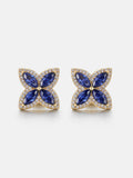 Moissanite Blue Sapphire Clover Stud Earrings