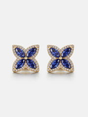 Moissanite Blue Sapphire Clover Stud Earrings