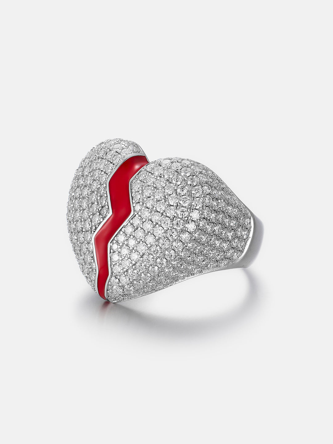 Moissanite Broken Heart Ring