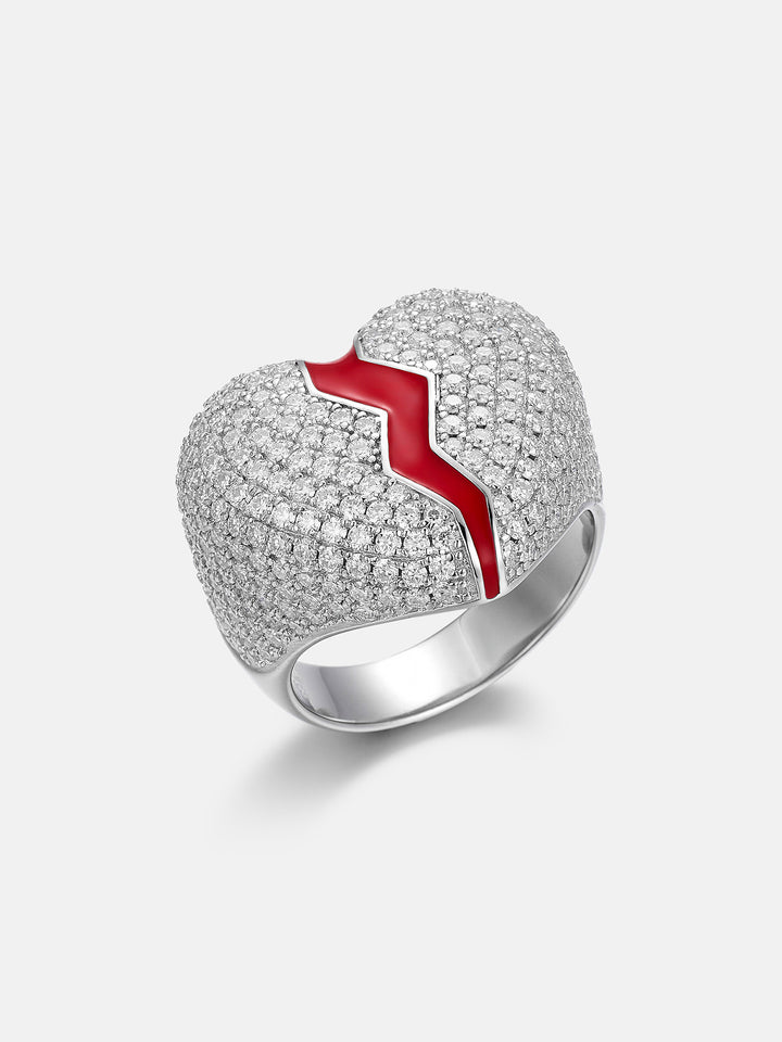 Moissanite Broken Heart Ring