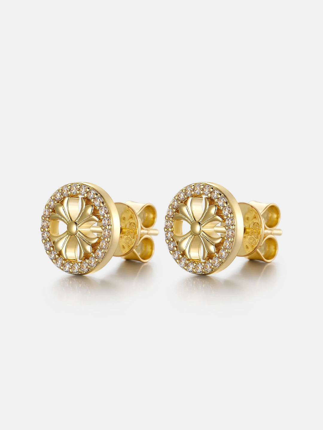Moissanite Catholic Cross Cluster Stud Earrings