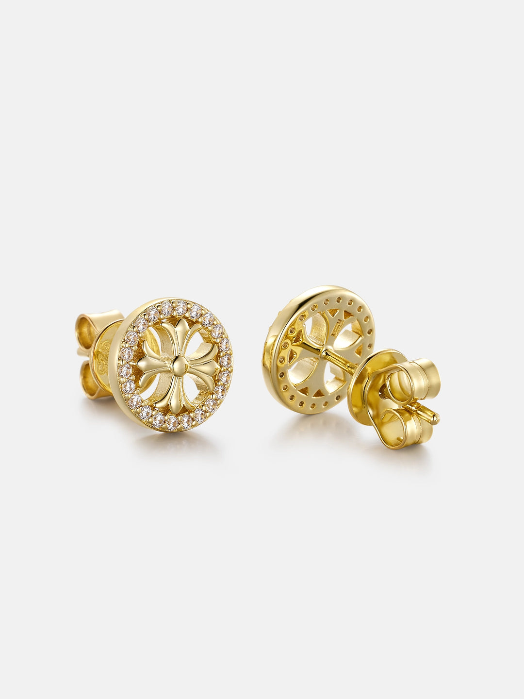 Moissanite Catholic Cross Cluster Stud Earrings
