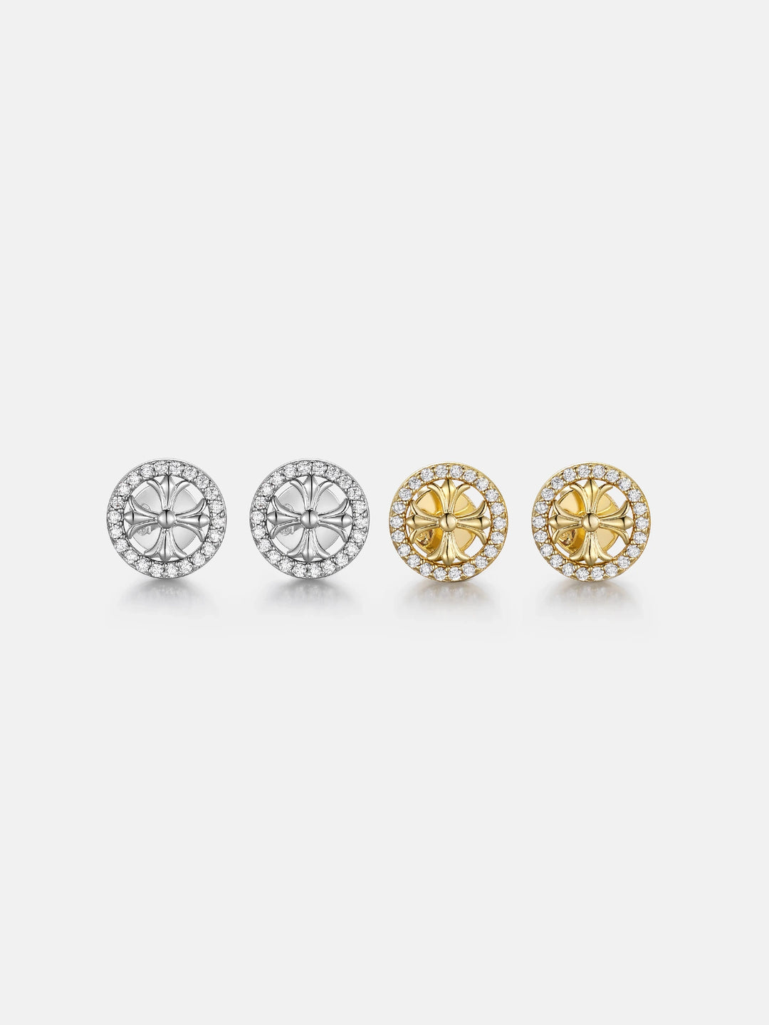 Moissanite Catholic Cross Cluster Stud Earrings