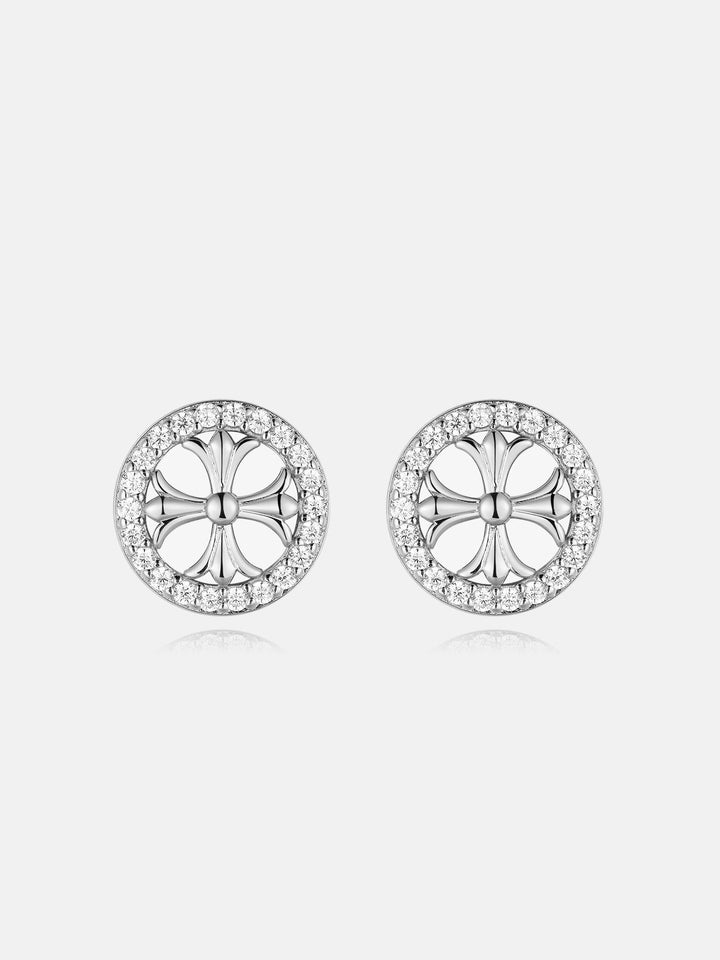 Moissanite Catholic Cross Cluster Stud Earrings