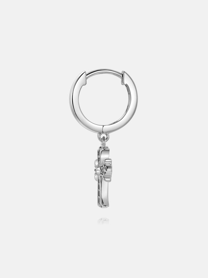 Moissanite Catholic Cross Hoop Earrings
