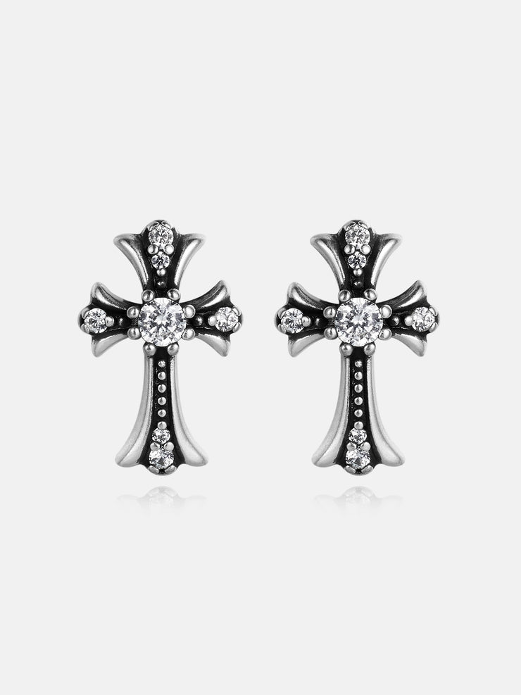 Moissanite Cross Fat Stud Earrings