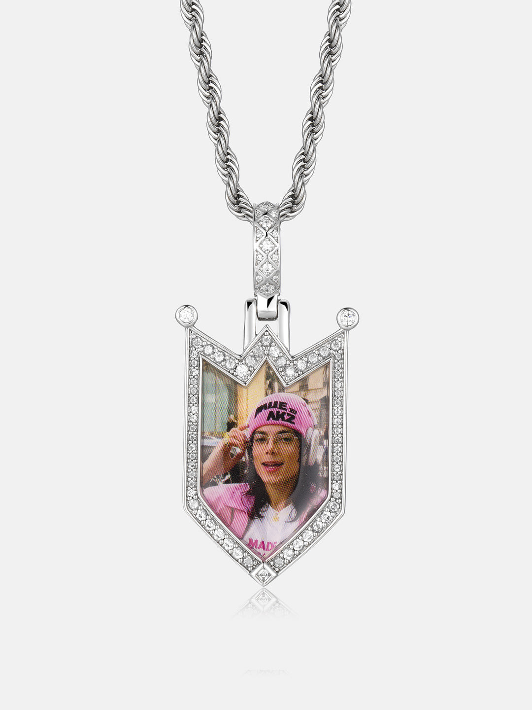 Moissanite Crowned Pennant Photo Pendant - ICEGIANT