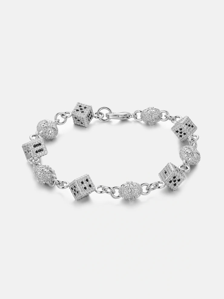 Moissanite Dice & Crossball  Bracelet