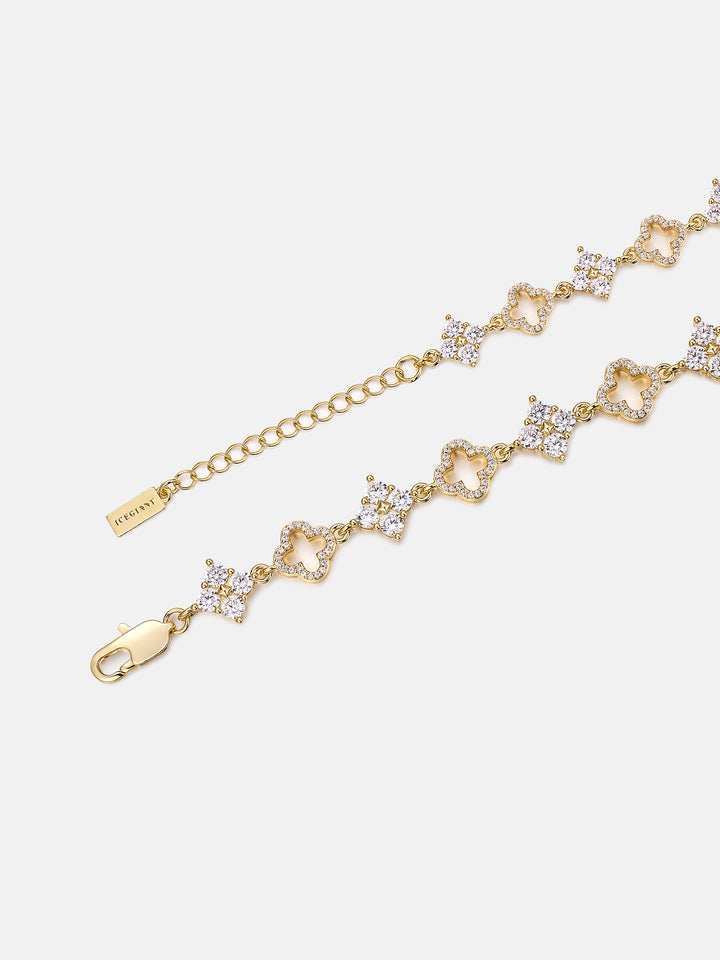 Moissanite Double Four Leaf Clover Bracelet