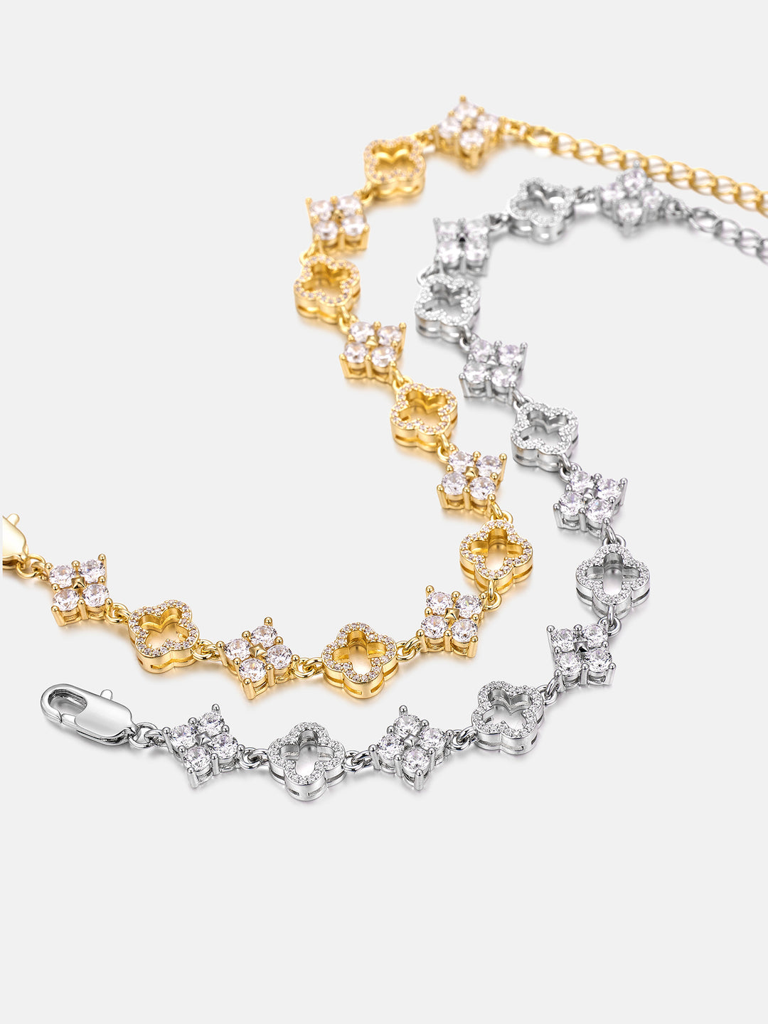 Moissanite Double Four Leaf Clover Bracelet