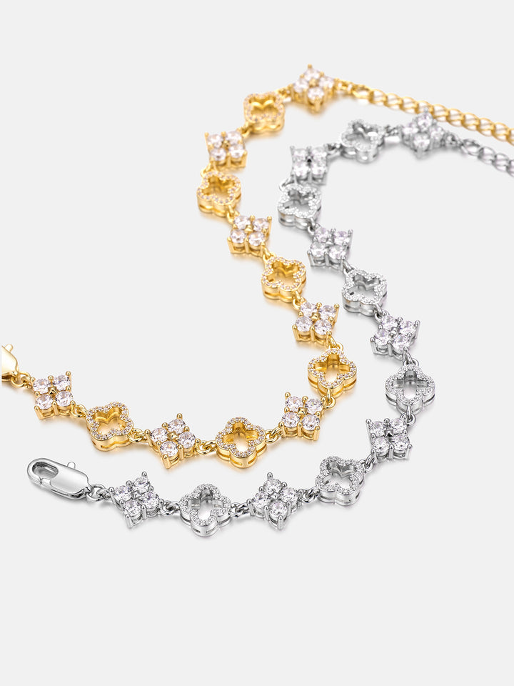 Moissanite Double Four Leaf Clover Bracelet