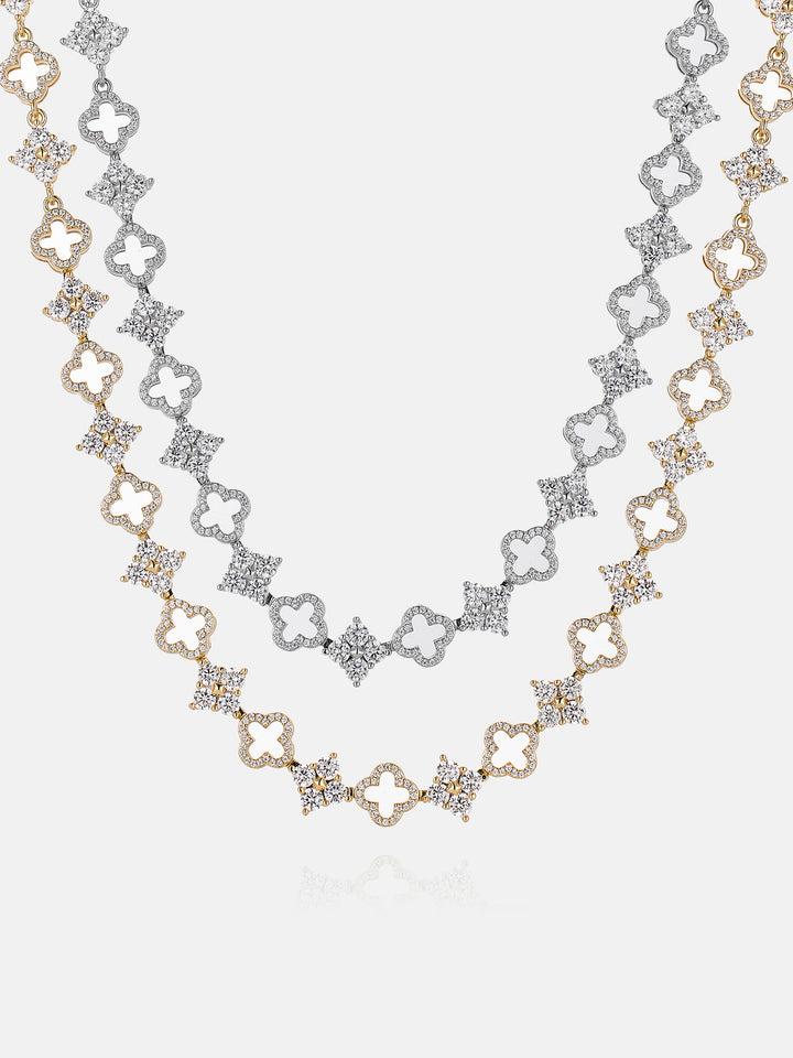 Moissanite Double Four Leaf Clover Chain