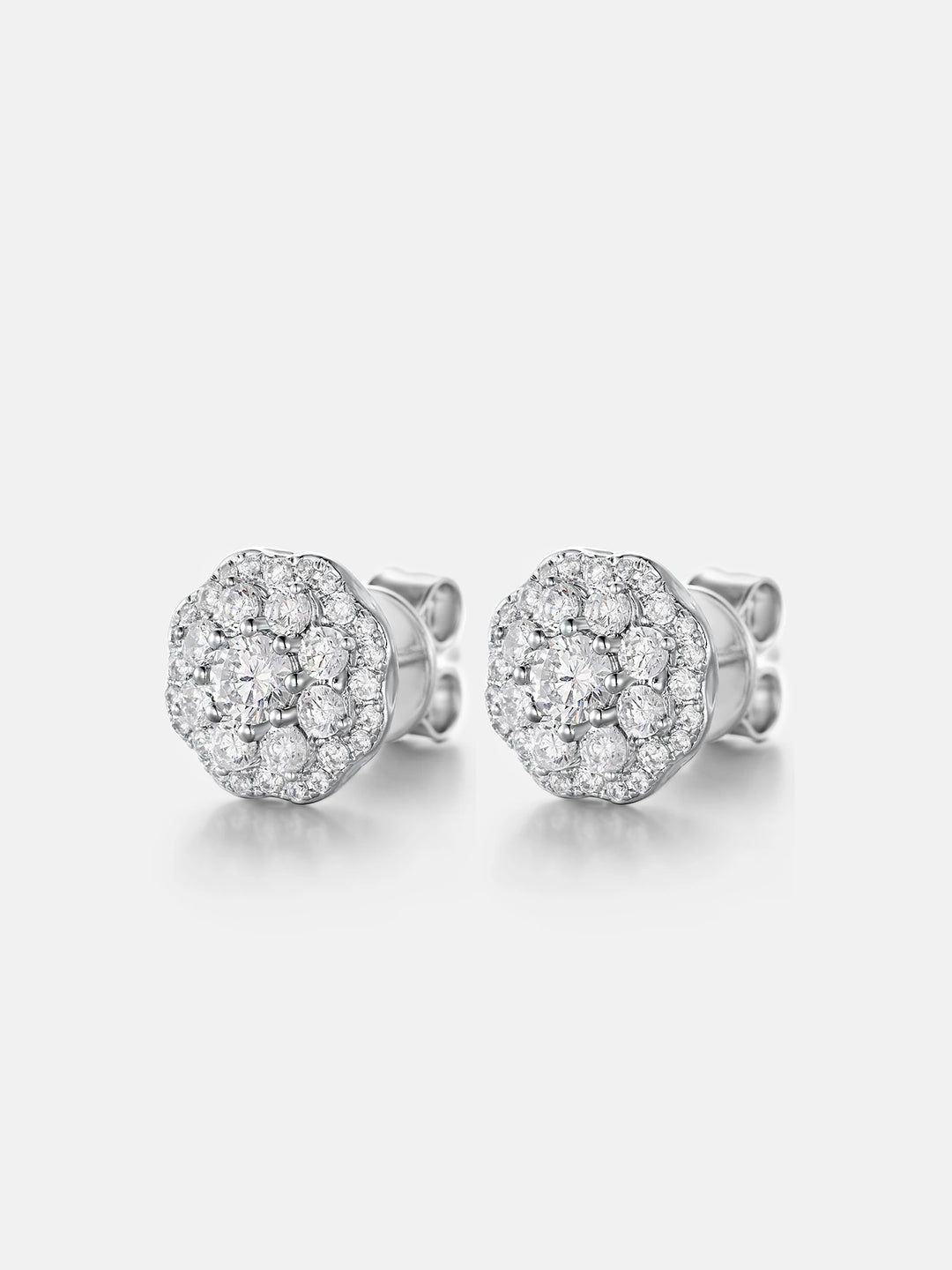 Moissanite Double Layer Blossom Cluster Earrings