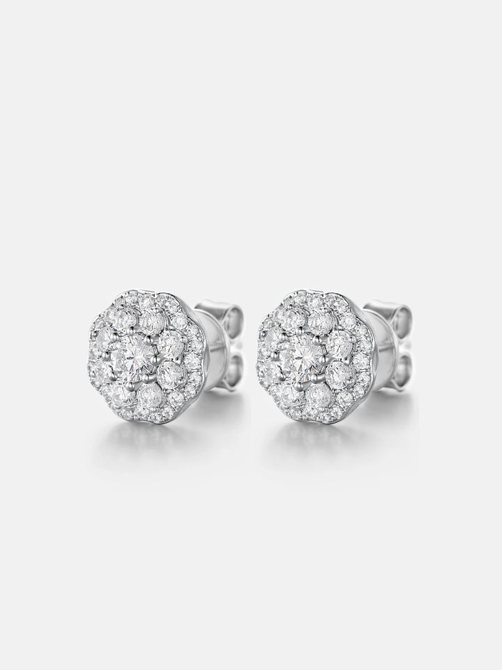 Moissanite Double Layer Blossom Cluster Earrings