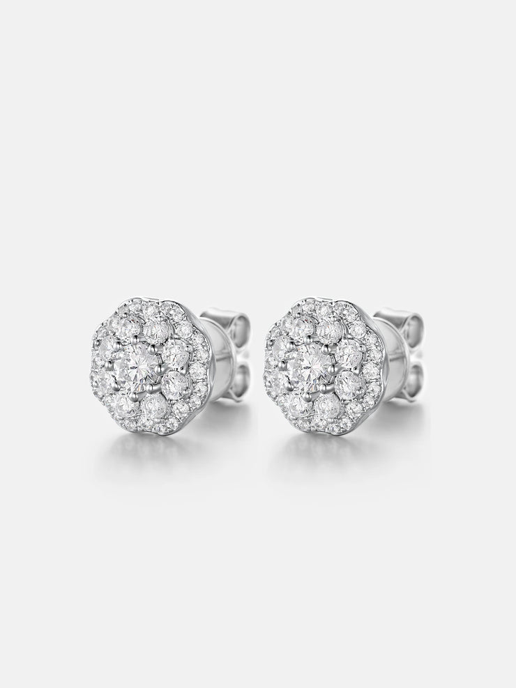 Moissanite Double Layer Blossom Cluster Earrings