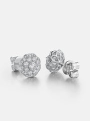 Moissanite Double Layer Blossom Cluster Earrings