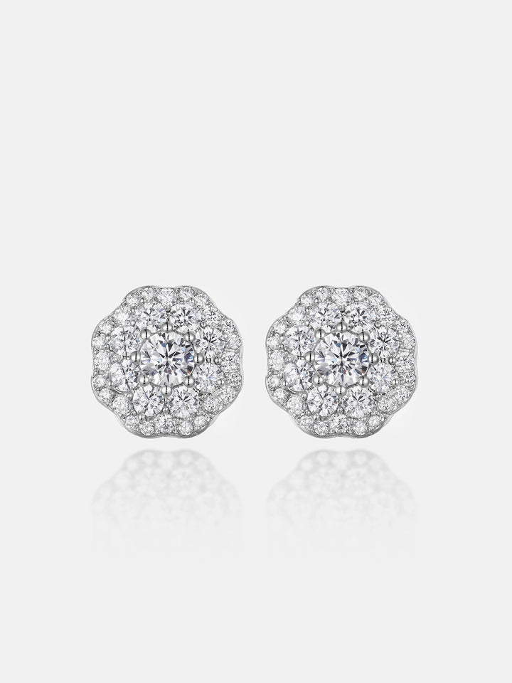Moissanite Double Layer Blossom Cluster Earrings