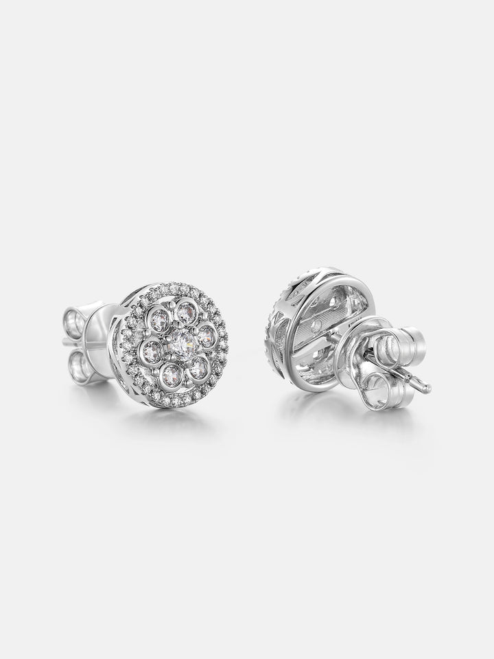 Moissanite Floral Halo cluster Stud Earrings