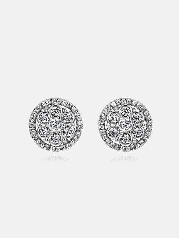 Moissanite Floral Halo cluster Stud Earrings
