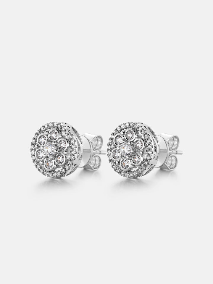 Moissanite Floral Halo cluster Stud Earrings