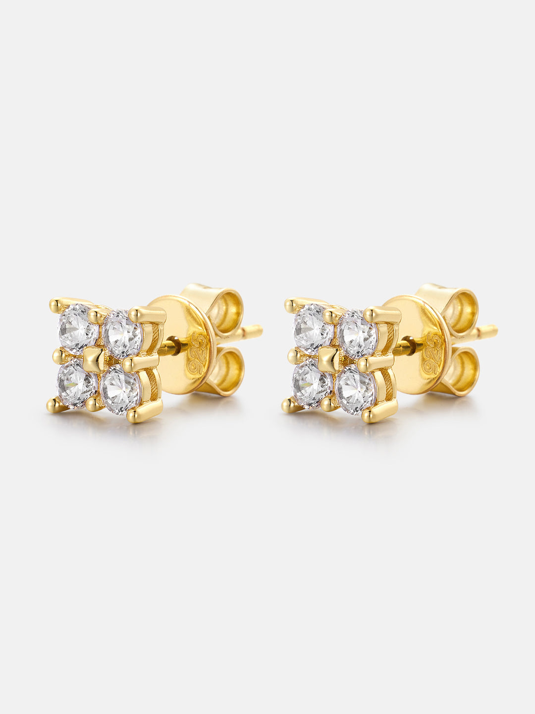 Moissanite Four-Stone Clover Square Stud Earrings