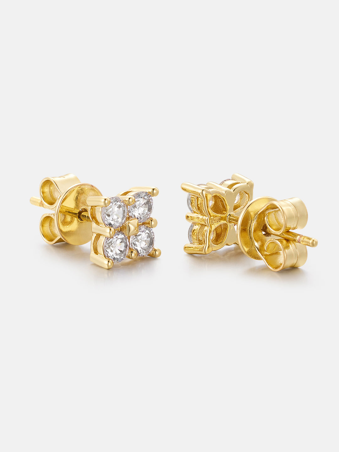 Moissanite Four-Stone Clover Square Stud Earrings