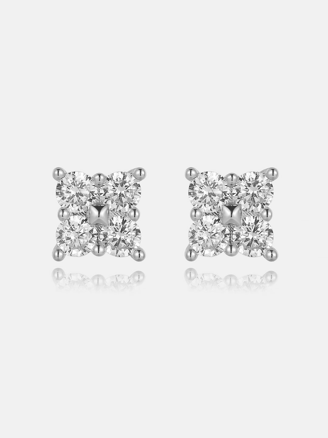 Moissanite Four-Stone Clover Square Stud Earrings