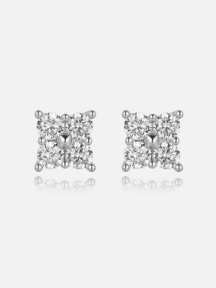 Moissanite Four-Stone Clover Square Stud Earrings