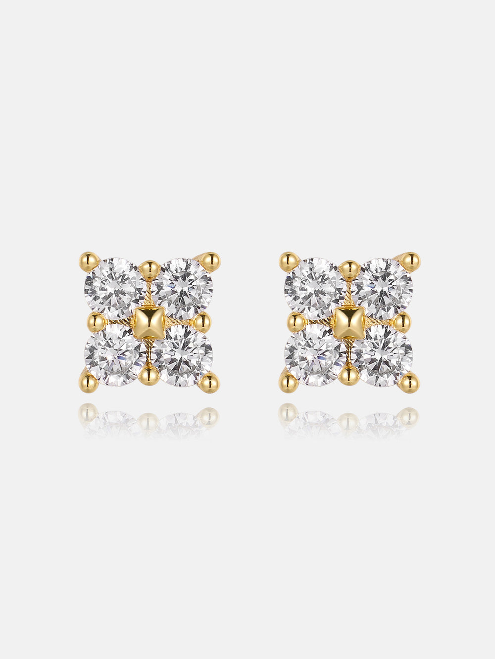 Moissanite Four-Stone Clover Square Stud Earrings