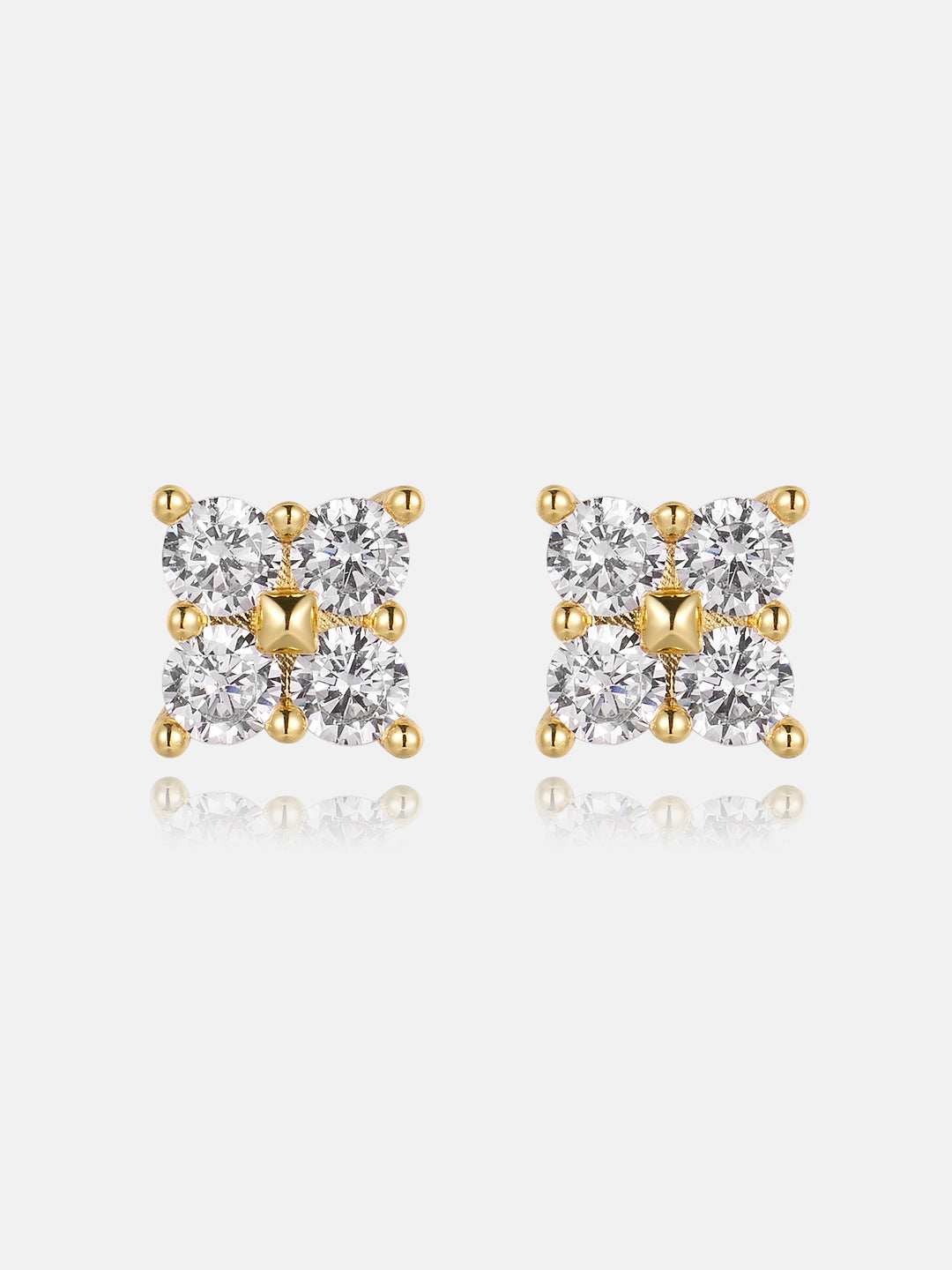 Moissanite Four-Stone Clover Square Stud Earrings