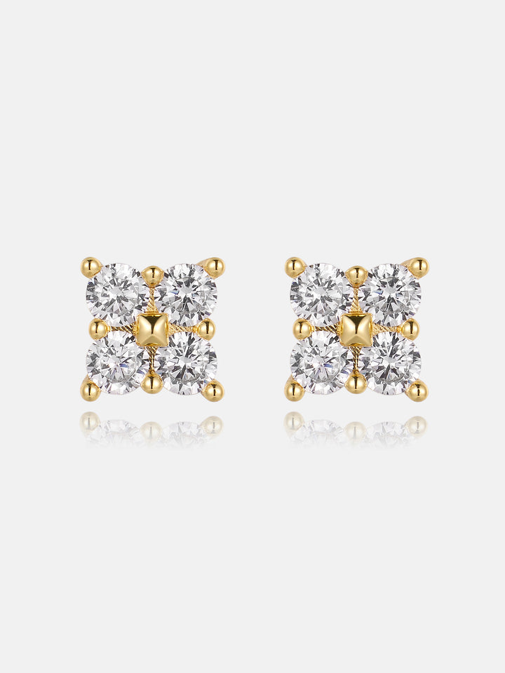 Moissanite Four-Stone Clover Square Stud Earrings