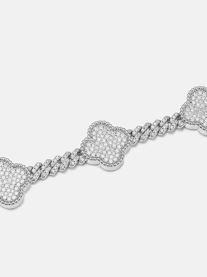 S925 Moissanite Four Leaf Clover Cuban Bracelet Or Chain