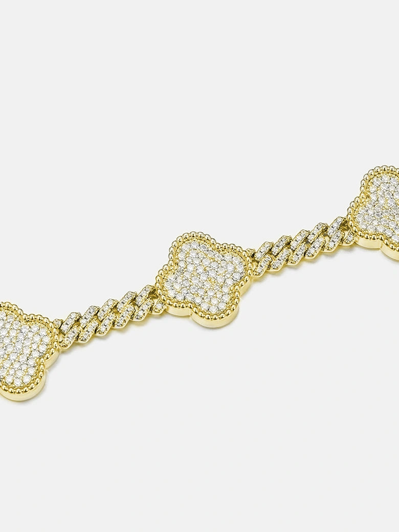 S925 Moissanite Four Leaf Clover Cuban Bracelet Or Chain