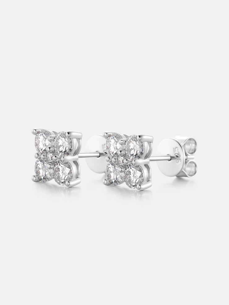 Moissanite Four Leaf Clover Petal Stud Earrings