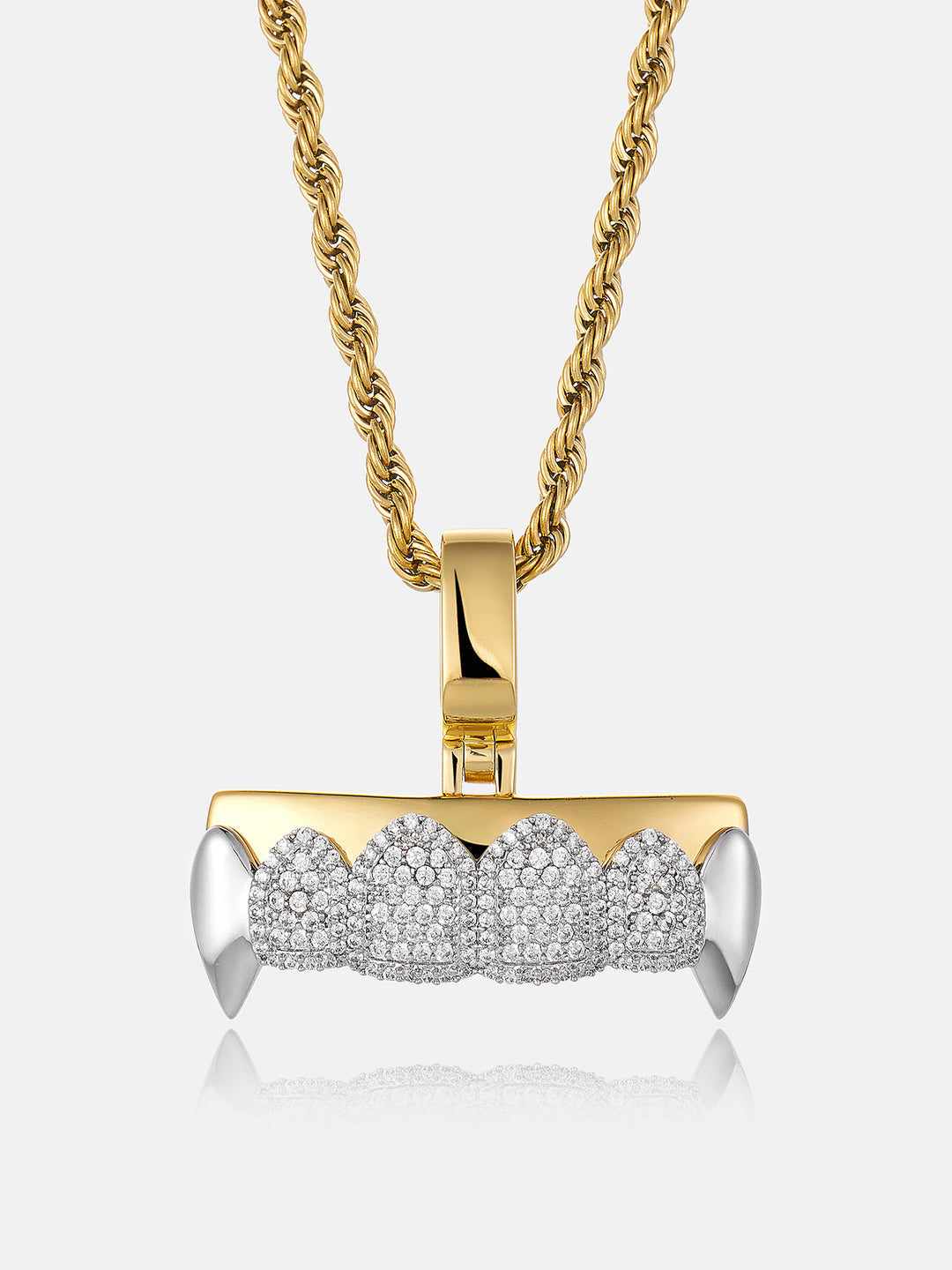 Moissanite Iced Out Two-Tone Fangs Grillz Pendant