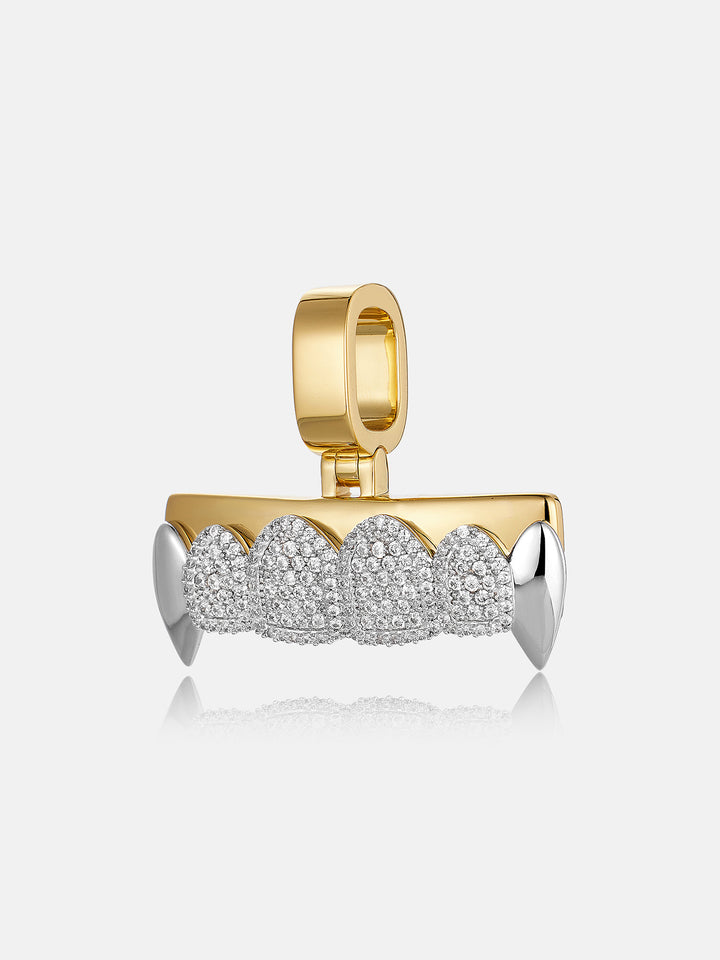 Moissanite Iced Out Two-Tone Fangs Grillz Pendant